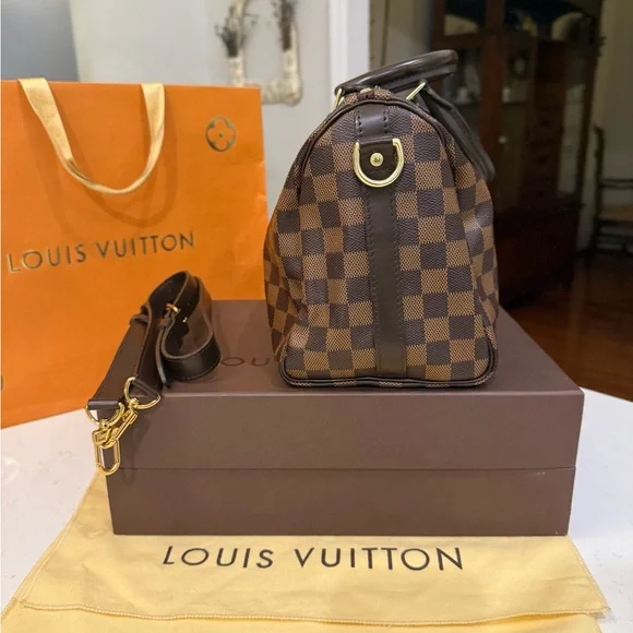 Authentic Louis Vuitton Brown Speedy Satchel with Iconic Damier Ebene Canvas - Picture 2 of 7